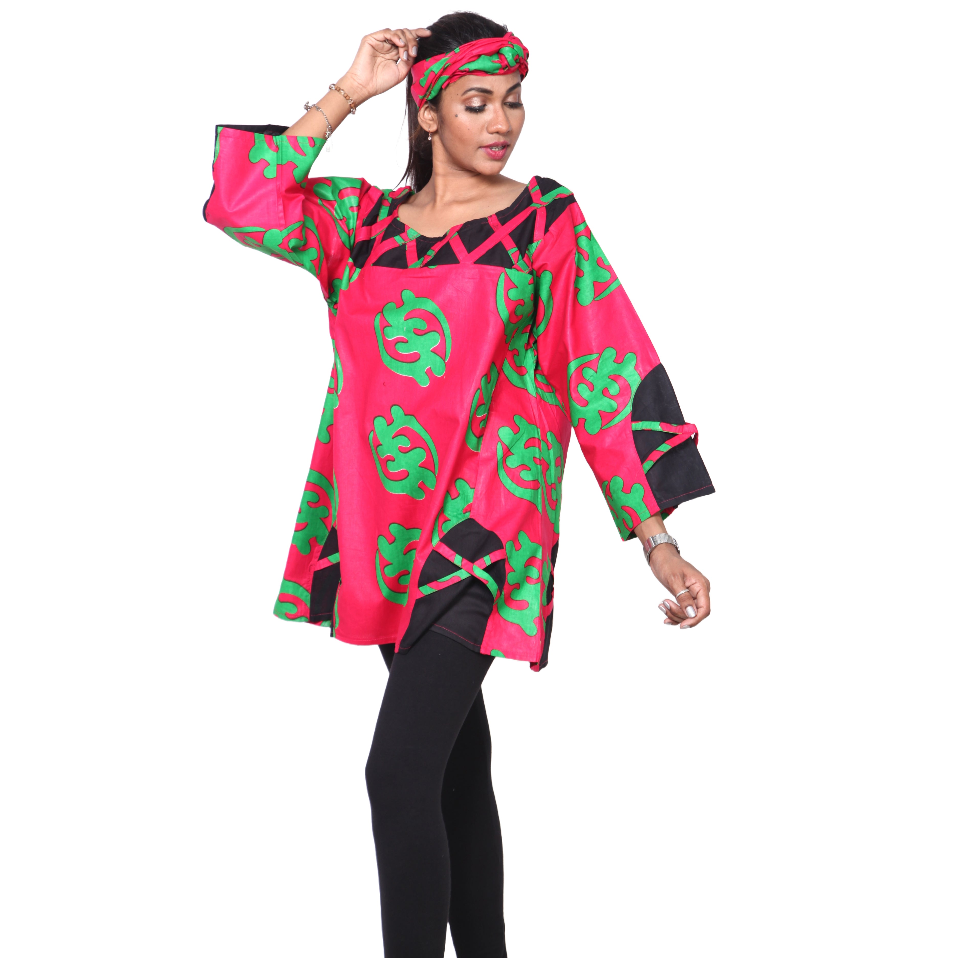 Women's Cage Neck Long Sleeve Tunic Top -- FI-19