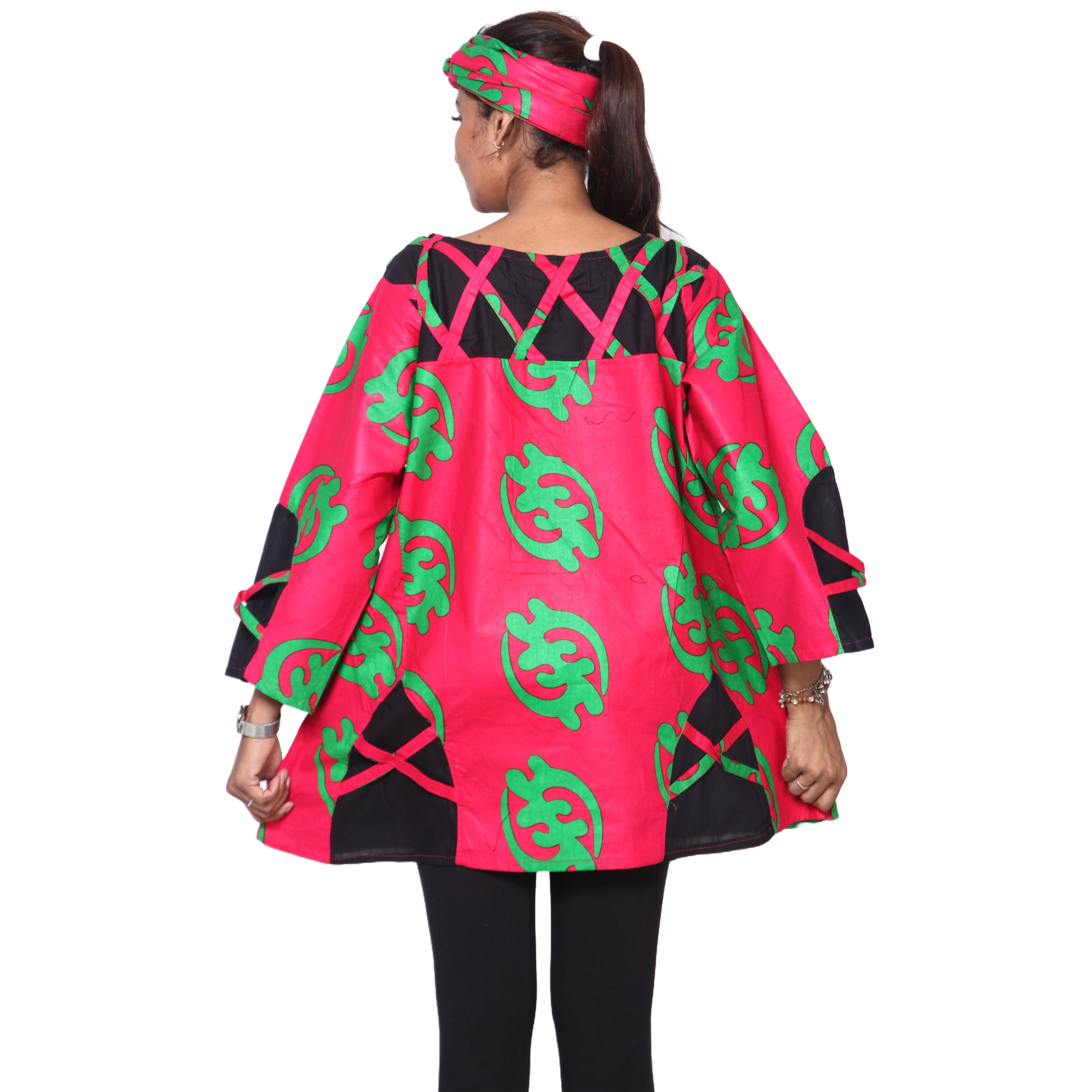 Women's Cage Neck Long Sleeve Tunic Top -- FI-19