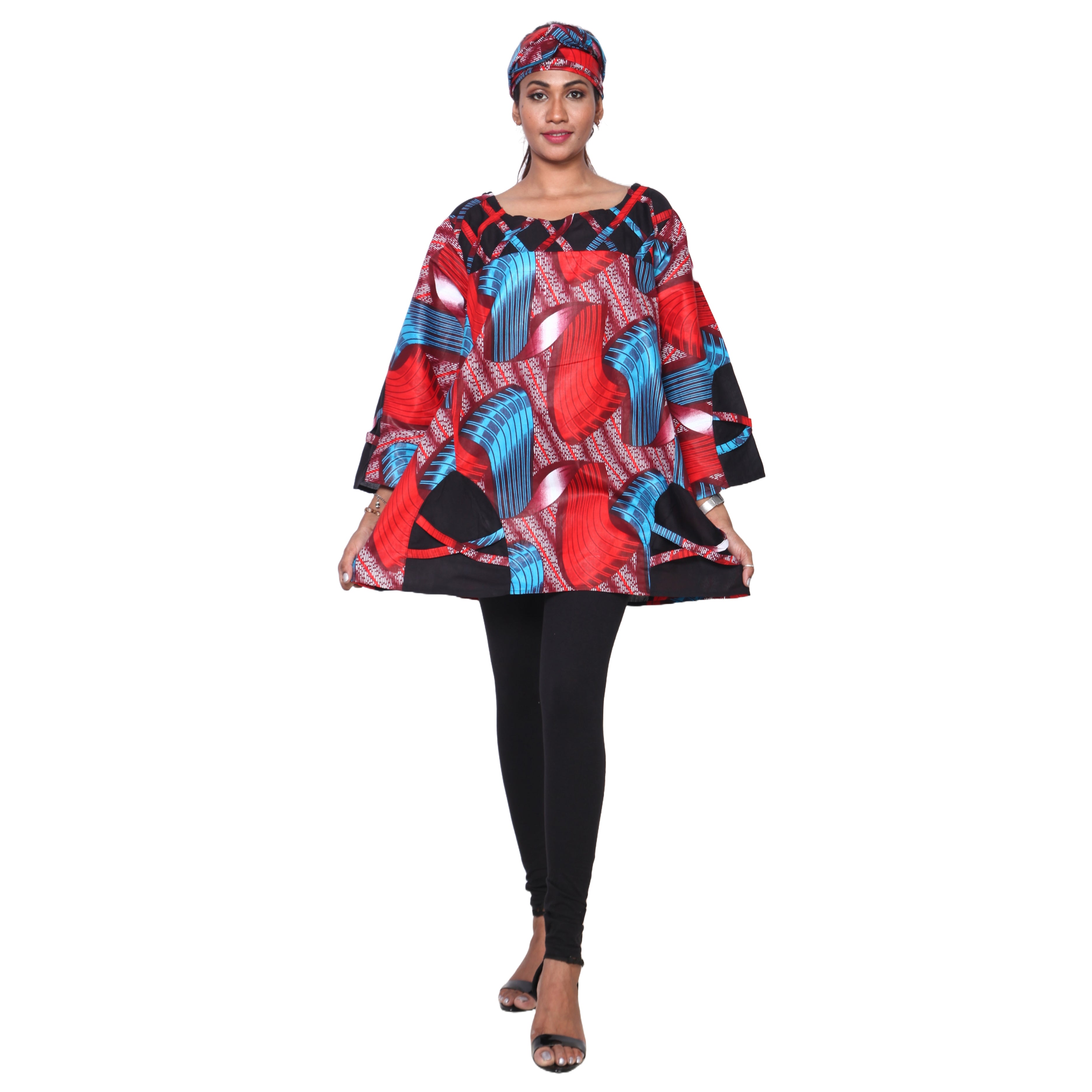Women's Cage Neck Long Sleeve Tunic Top -- FI-19