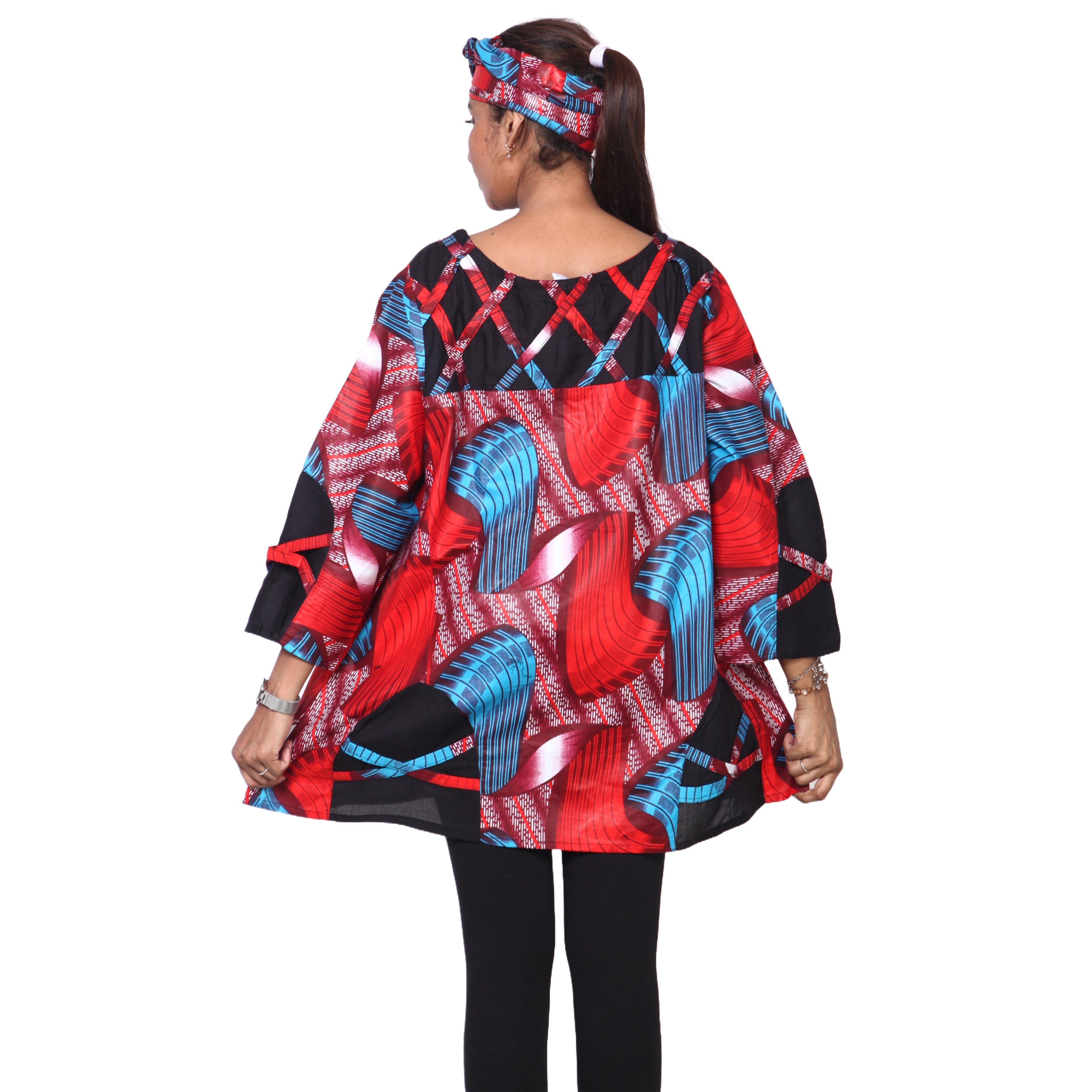 Women's Cage Neck Long Sleeve Tunic Top -- FI-19