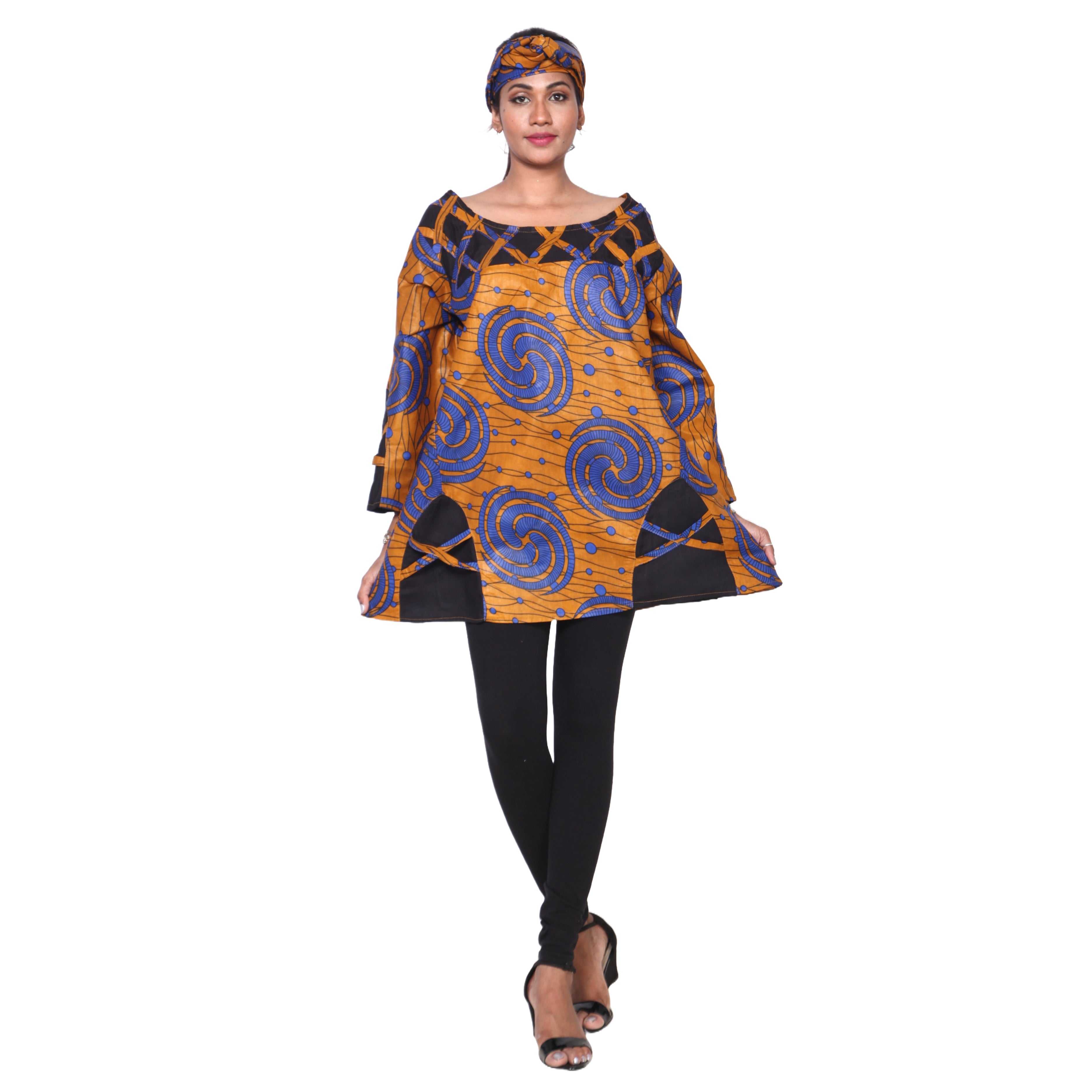 Women's Cage Neck Long Sleeve Tunic Top -- FI-19