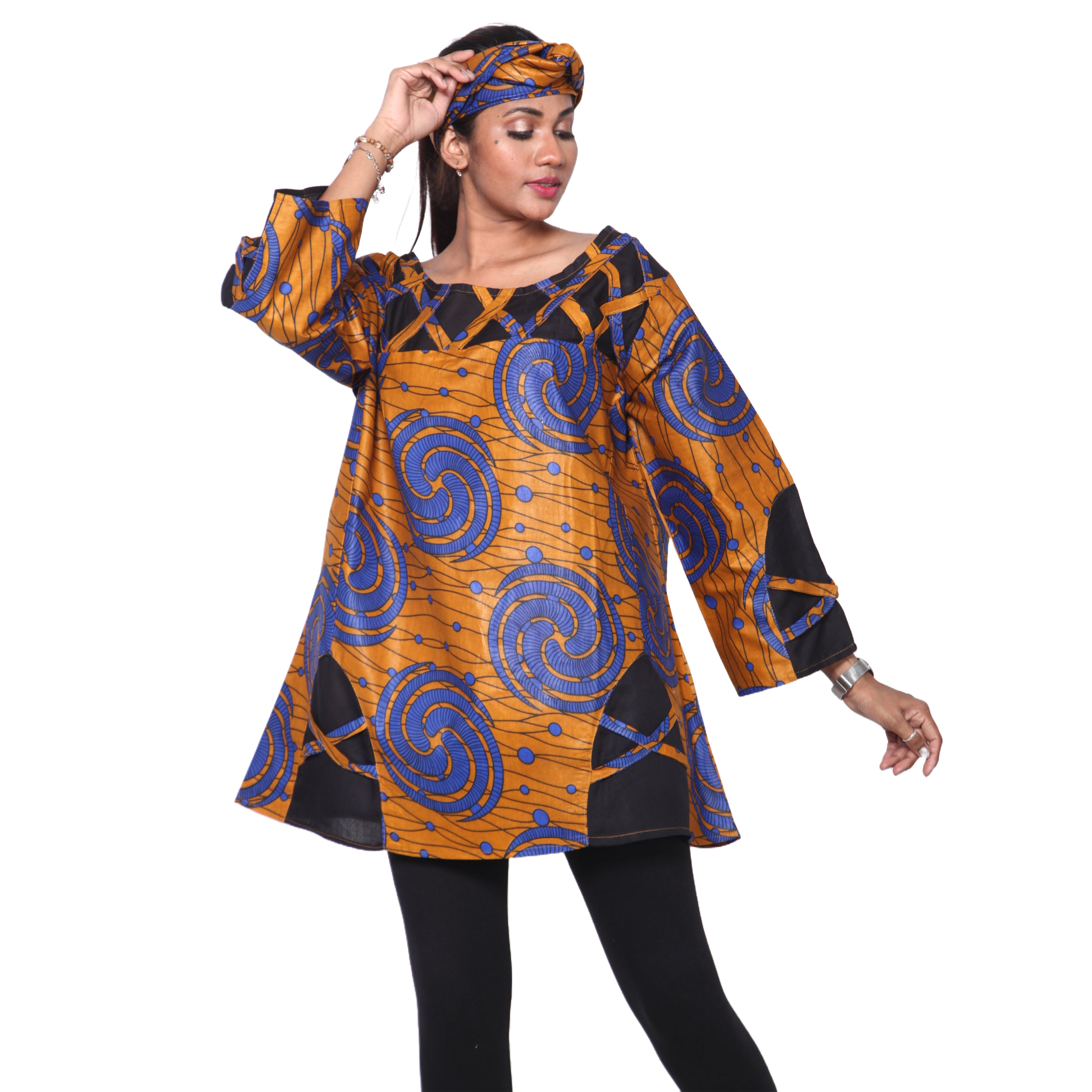 Women's Cage Neck Long Sleeve Tunic Top -- FI-19
