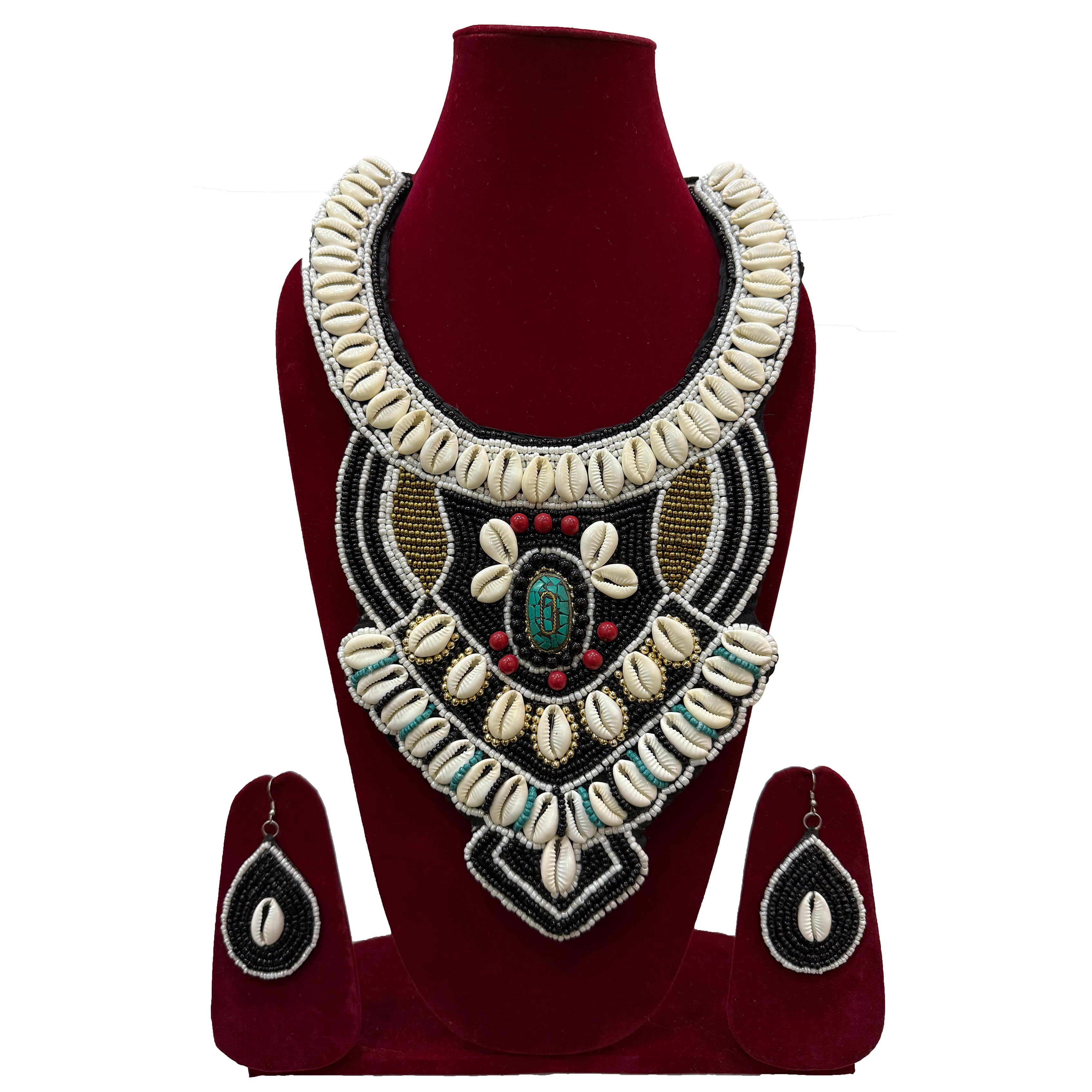 Cowrie Shell Tribal Beaded Necklace