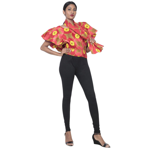 Women's African Print Short Sleeve Top -- FI-17