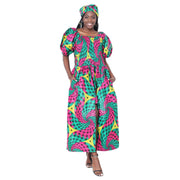 Women's Short Sleeve Maxi Dress with High Slit -- FI-3130