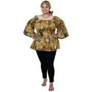 Women's African Off Shoulder Peplum Tunic -- FI-2039