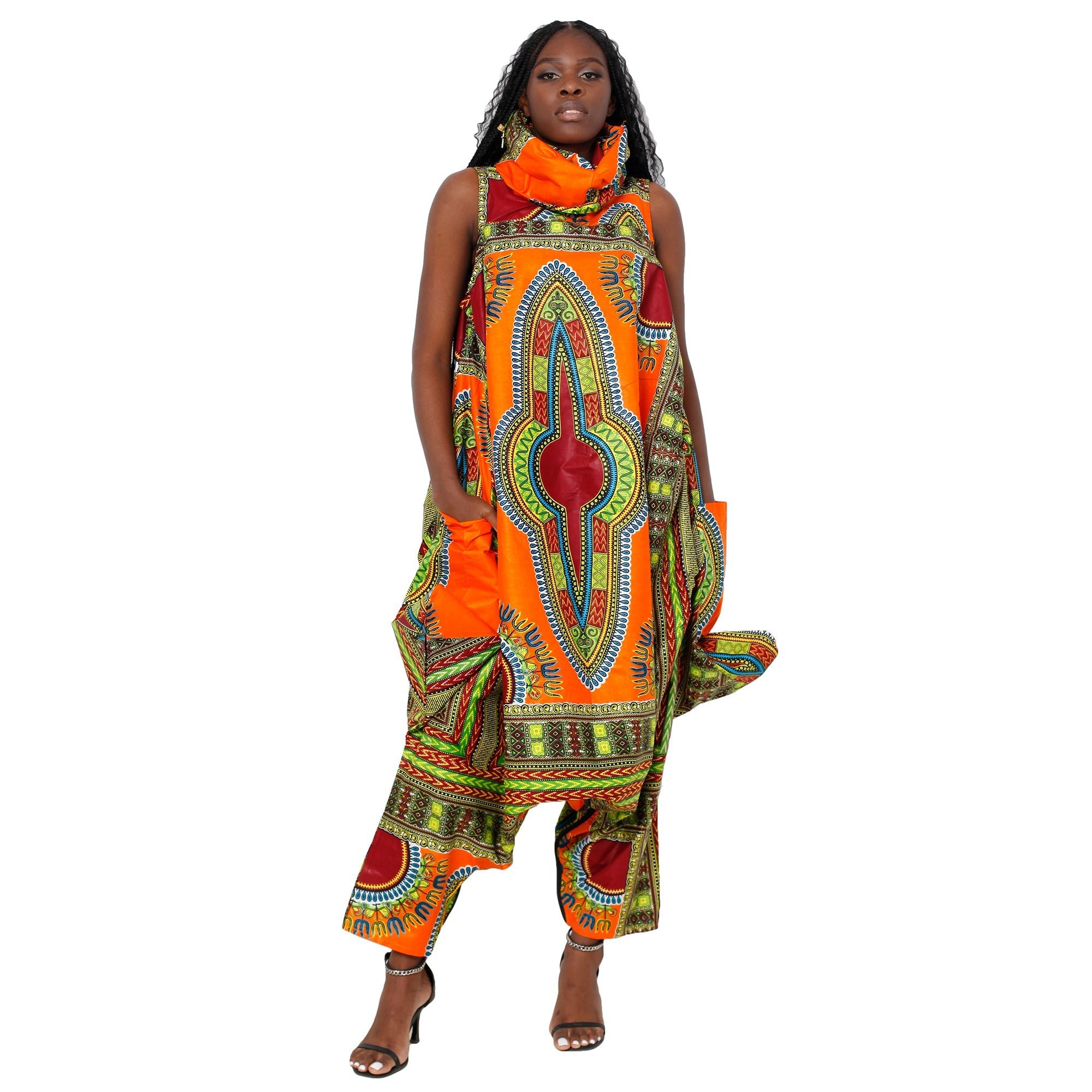 Women's Dashiki Collared Tunic Pant Set -- FI-D3053D