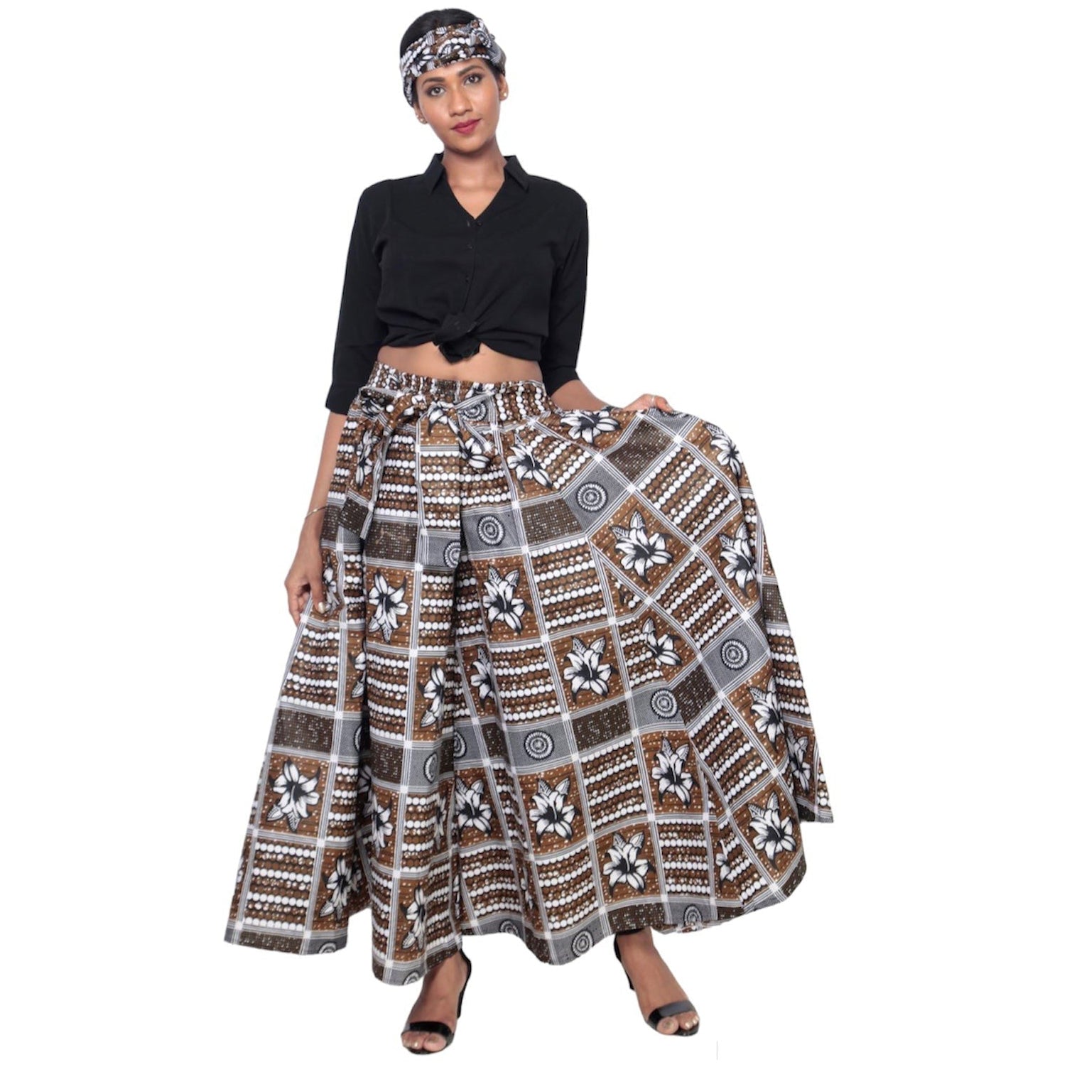 Women's African Printed Long Maxi Skirt -- FI-32