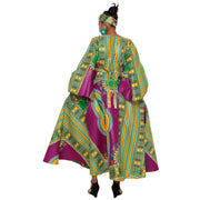 Women's Dashiki Long Sleeve Maxi Wrap Dress -- FI-D56D