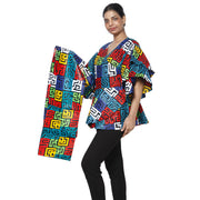 Womens Frill-sleeve Wrap Blouse - African Stars