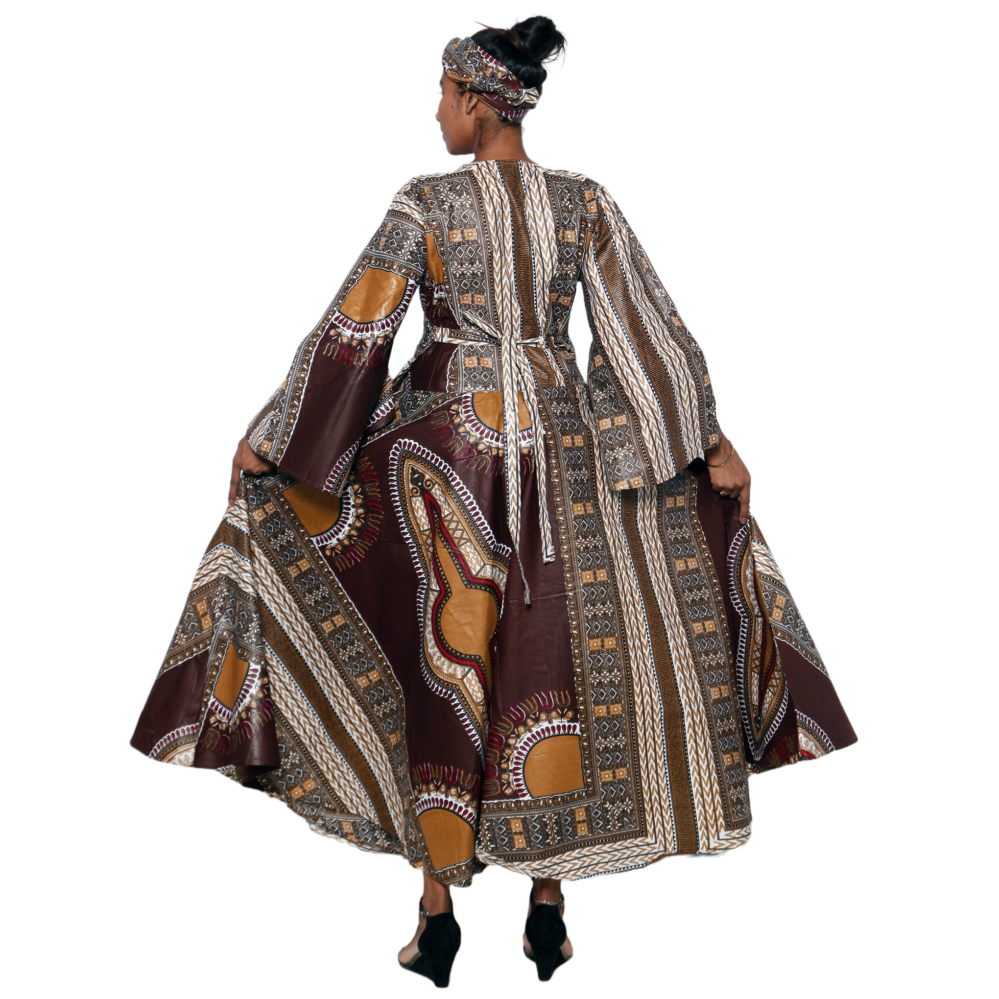 long sleeve dashiki dress Women's Dashiki Long Sleeve Maxi Wrap Dress