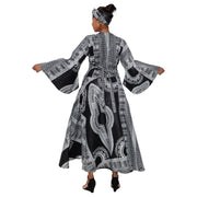 Women's Dashiki Long Sleeve Maxi Wrap Dress -- FI-D56D