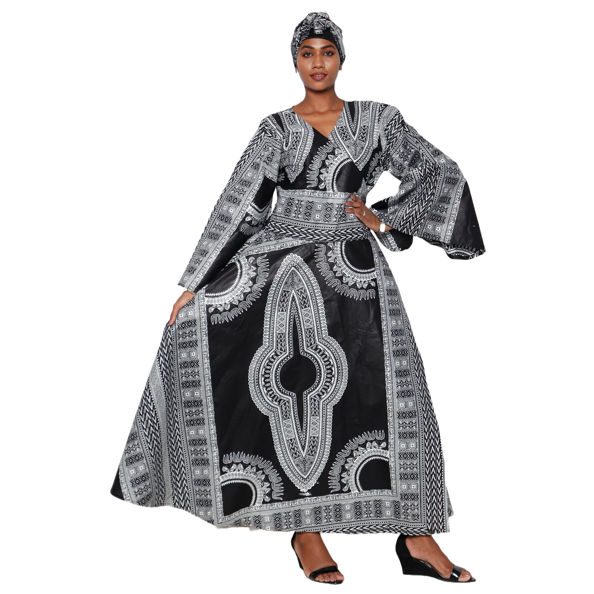 long sleeve dashiki dress Plus Size Long Dress African Women Dashiki Rhinestone Formal Cocktail Ball Gown