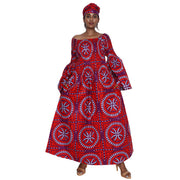 Women's Long Bell Sleeve Smocking Maxi Dress -- FI-50072