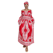African Women's Dashiki Long Sleeve Maxi Dress with Smocking -- FI-5007FS