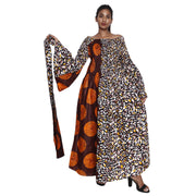 Women's PLUS SIZE Off Shoulder Smocking Bell Sleeve Maxi Dress -- FI-50081
