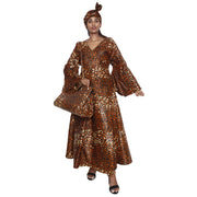 Women's Long Sleeve Wrap Maxi Dress with Handbag -- FI-56 With Handbag