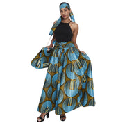Women's Printed Tie Waist Maxi Skirt with Handbag - FI-32P