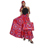 Women's Printed Tie Waist Maxi Skirt with Handbag - FI-32P