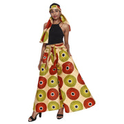 Women's Printed Palazzo Pants with Matching Headwrap -- FI-50P