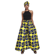 Women's Printed Palazzo Pants with Matching Headwrap -- FI-50P