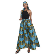 Women's Printed Palazzo Pants with Matching Headwrap -- FI-50P