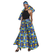 Women's Printed Palazzo Pants with Matching Headwrap -- FI-50P