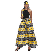 Women's Printed Palazzo Pants with Matching Headwrap -- FI-50P