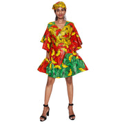 Women's Short Sleeve Mini Wrap Dress -- FI-3099