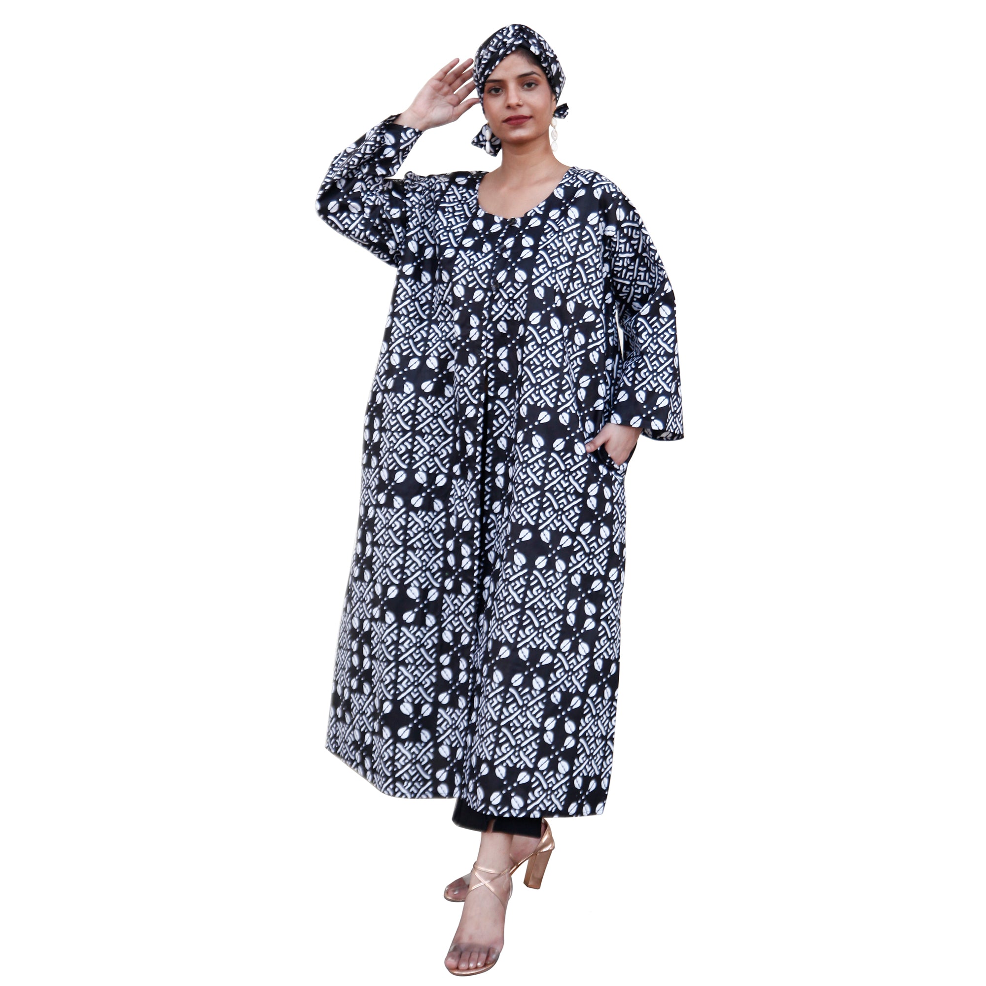 Women's Printed Duster Maxi Jacket -- FI-P50023