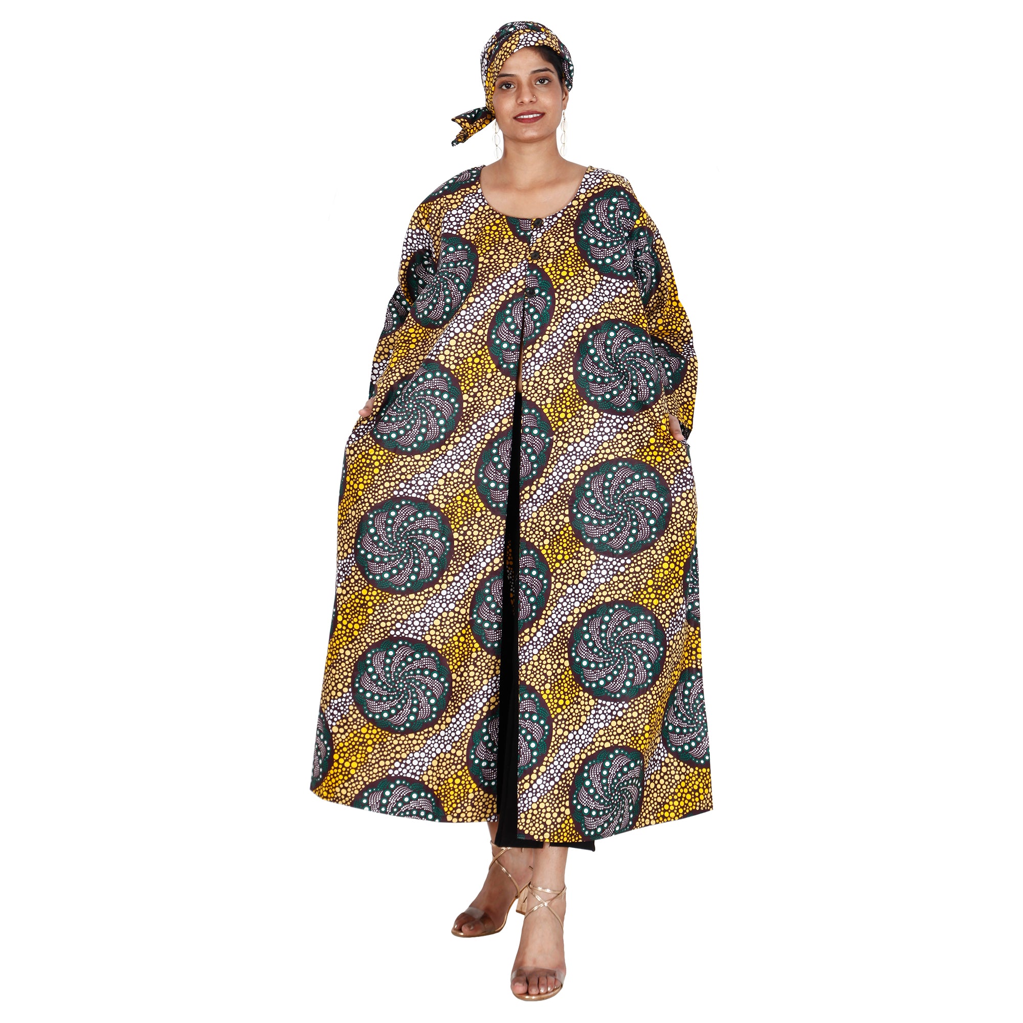 Women's Printed Duster Maxi Jacket -- FI-P50023