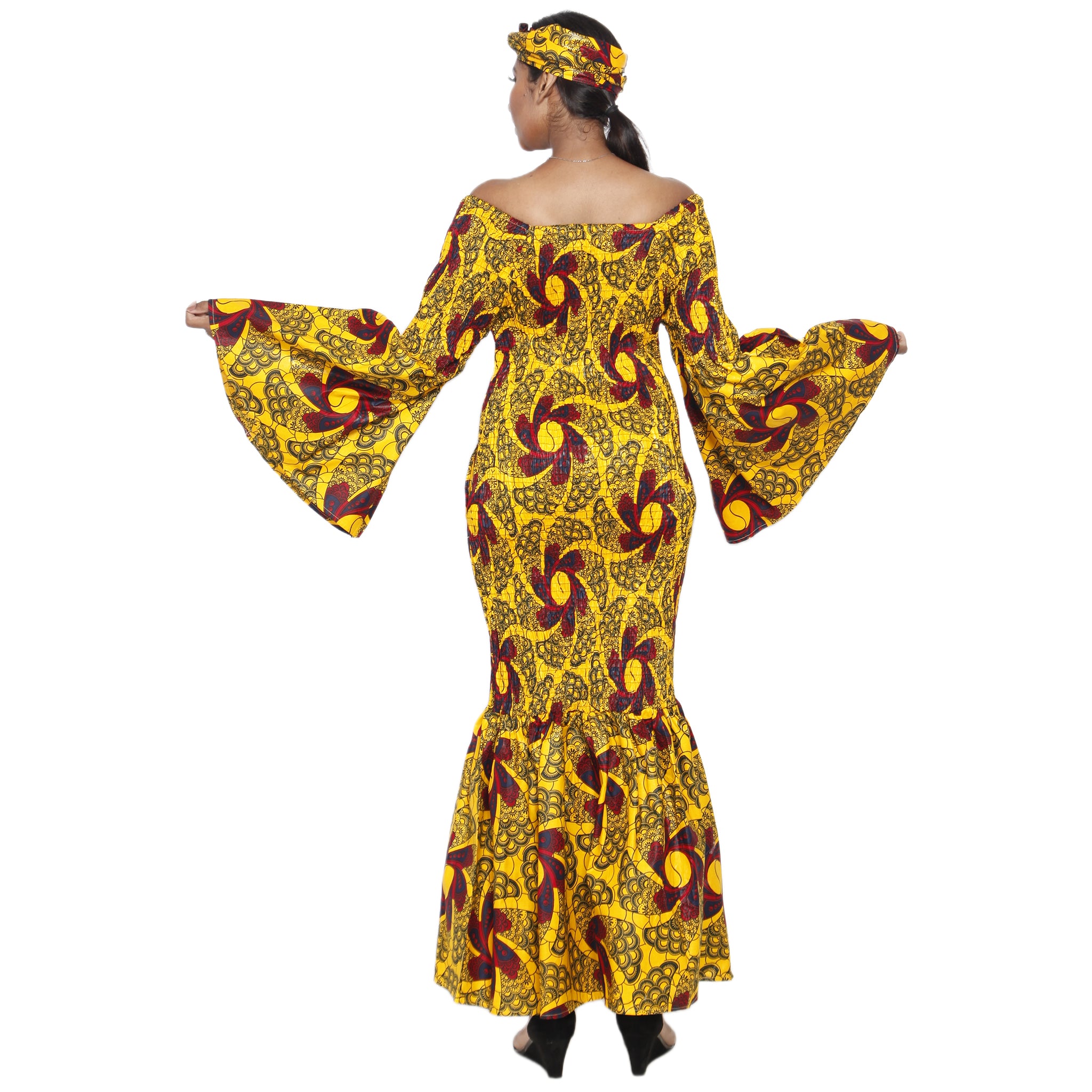 Women's Off Shoulder Smocking Mermaid Maxi -- FI-50075