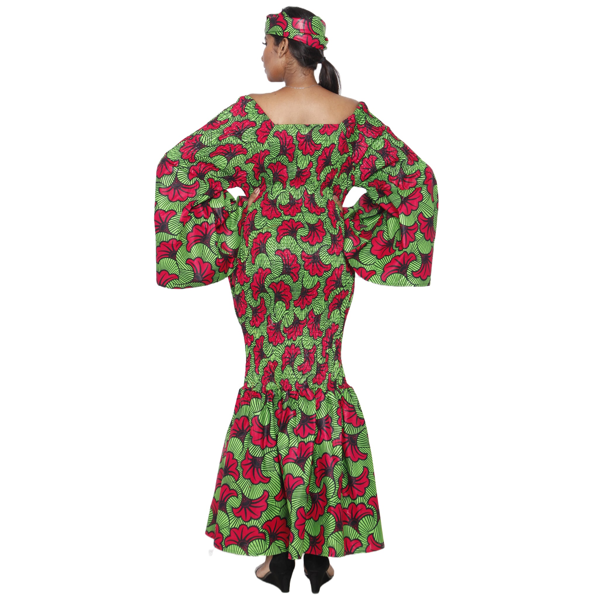 Women's Off Shoulder Smocking Mermaid Maxi -- FI-50075