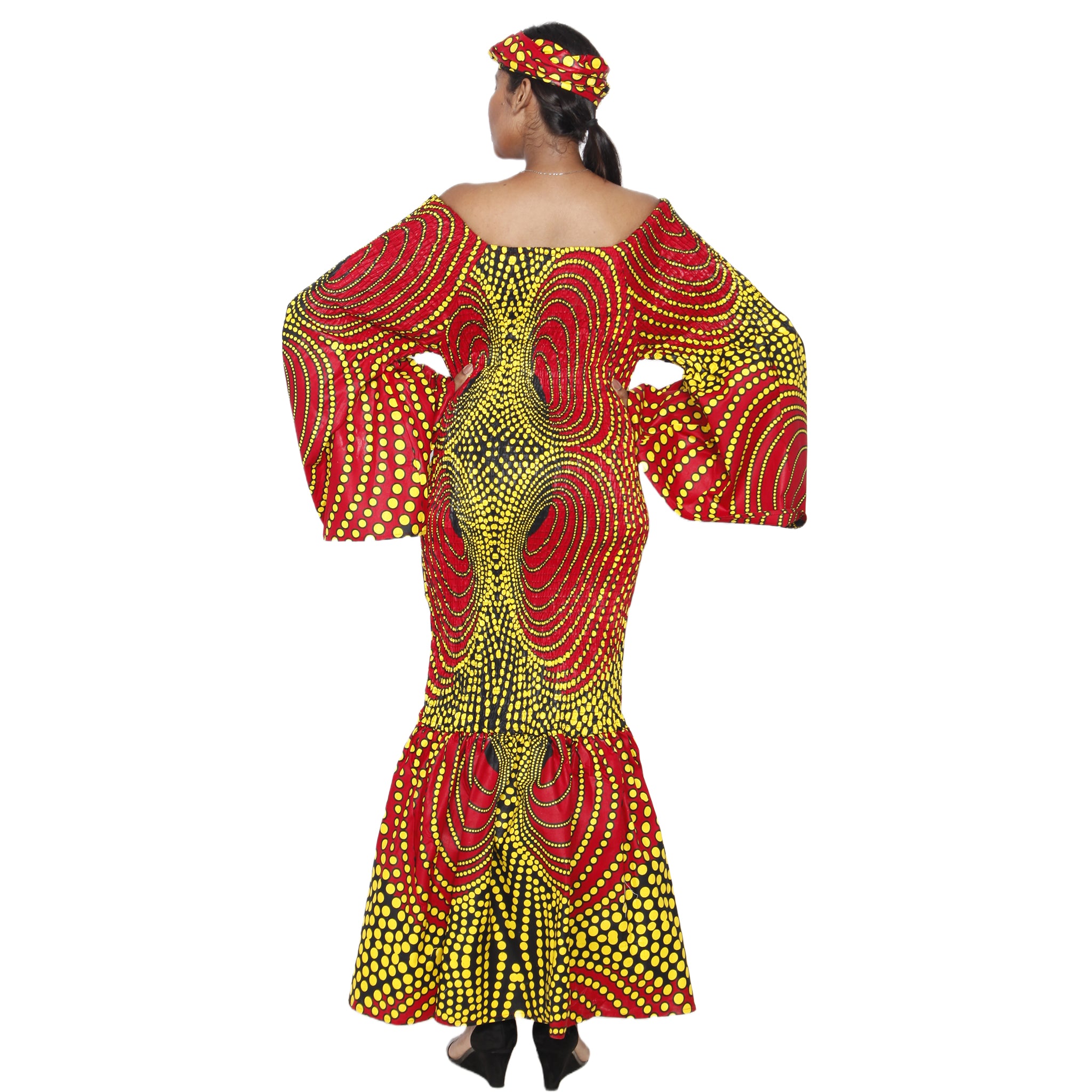 Women's Off Shoulder Smocking Mermaid Maxi -- FI-50075