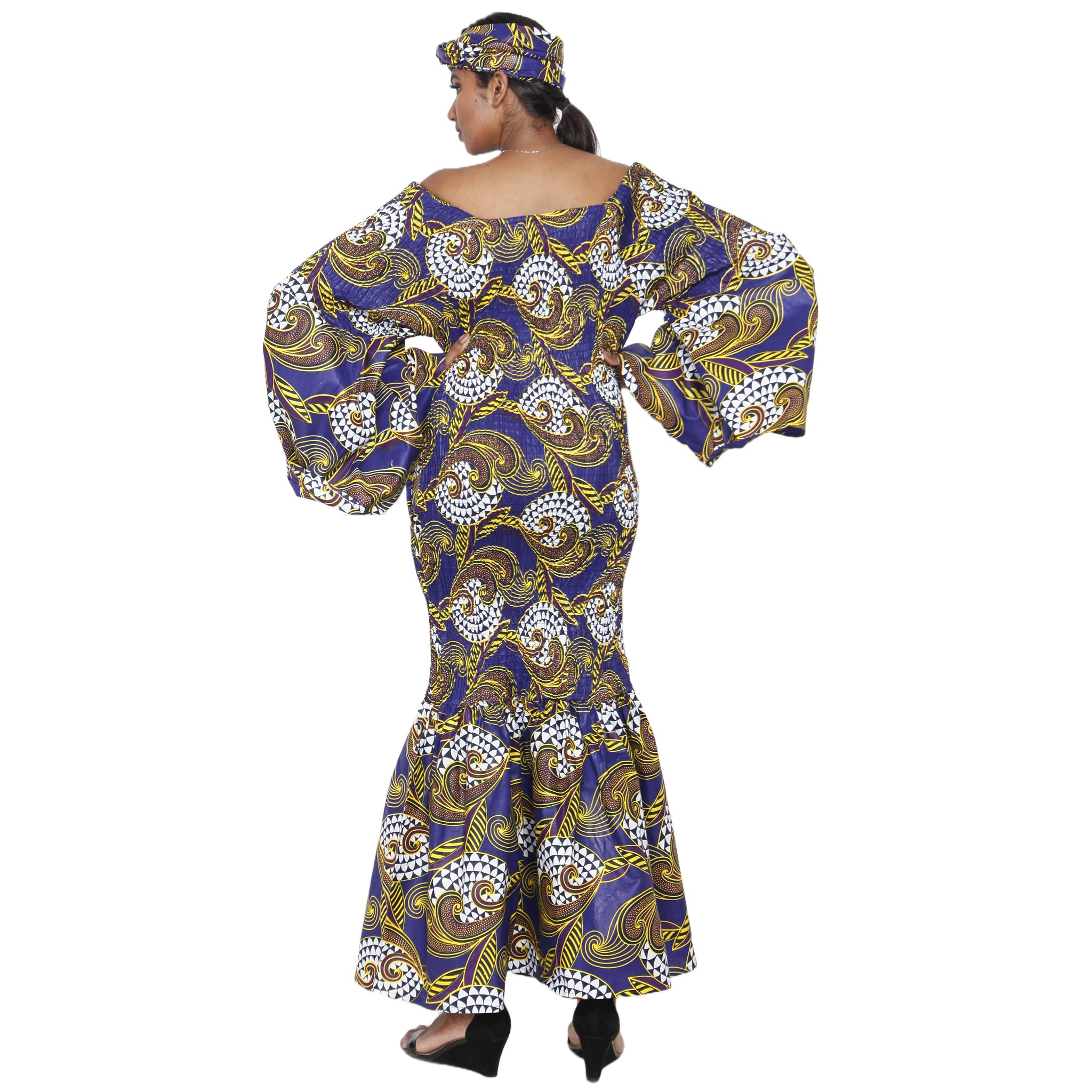 Women's Off Shoulder Smocking Mermaid Maxi -- FI-50075