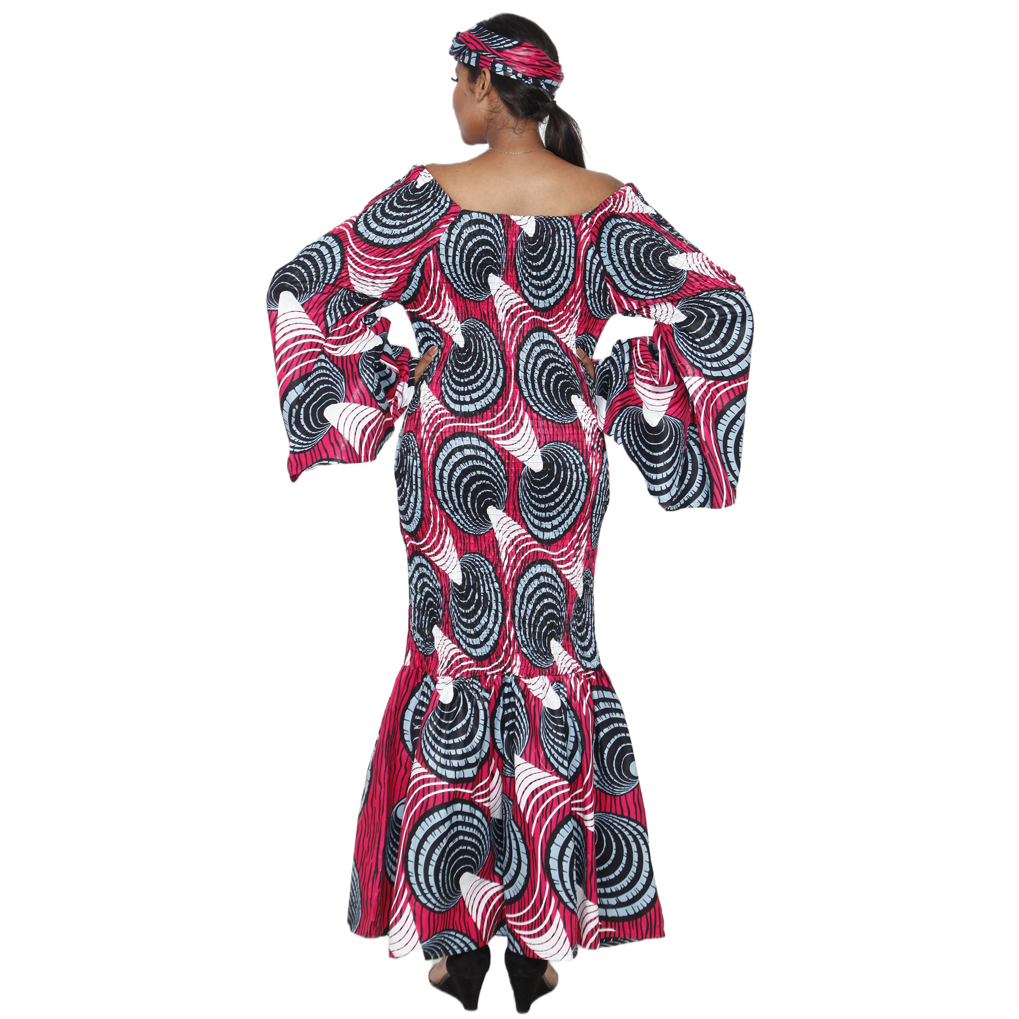 Women's Off Shoulder Smocking Mermaid Maxi -- FI-50075