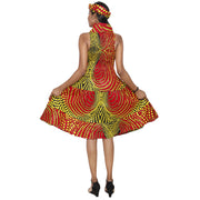 Women's 3 Button Halter Midi Smocking Dress -- FI-3028S