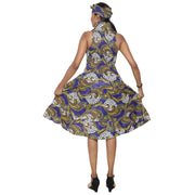 Women's 3 Button Halter Midi Smocking Dress -- FI-3028S
