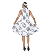 Women's 3 Button Halter Midi Smocking Dress -- FI-3028S