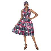 Women's 3 Button Halter Midi Smocking Dress -- FI-3028S