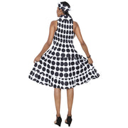 Women's 3 Button Halter Midi Smocking Dress -- FI-3028S