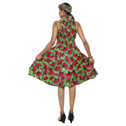 Women's 3 Button Halter Midi Smocking Dress -- FI-3028S