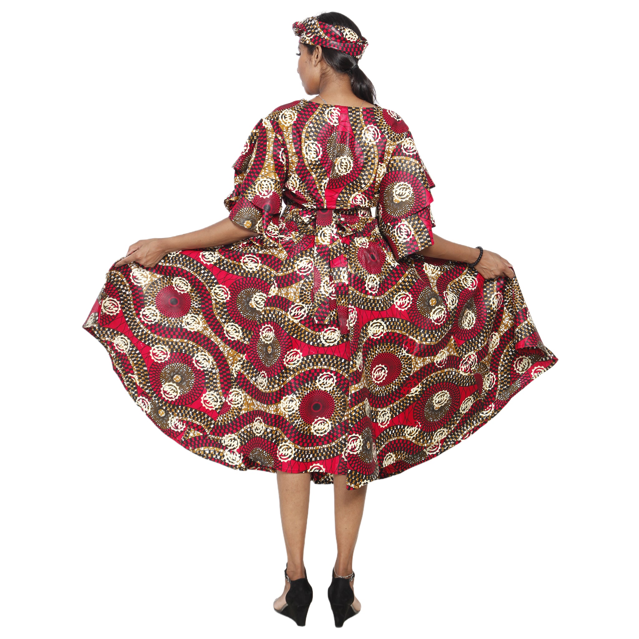 Women's Frill Sleeve Crop Top and Short Skirt Set 