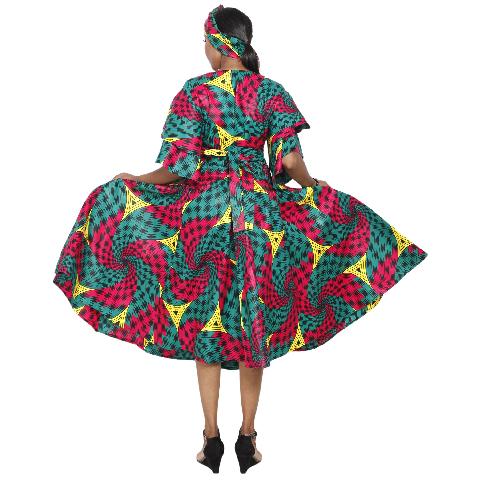 Women's Frill Sleeve Crop Top and Short Skirt Set -- FI-4036