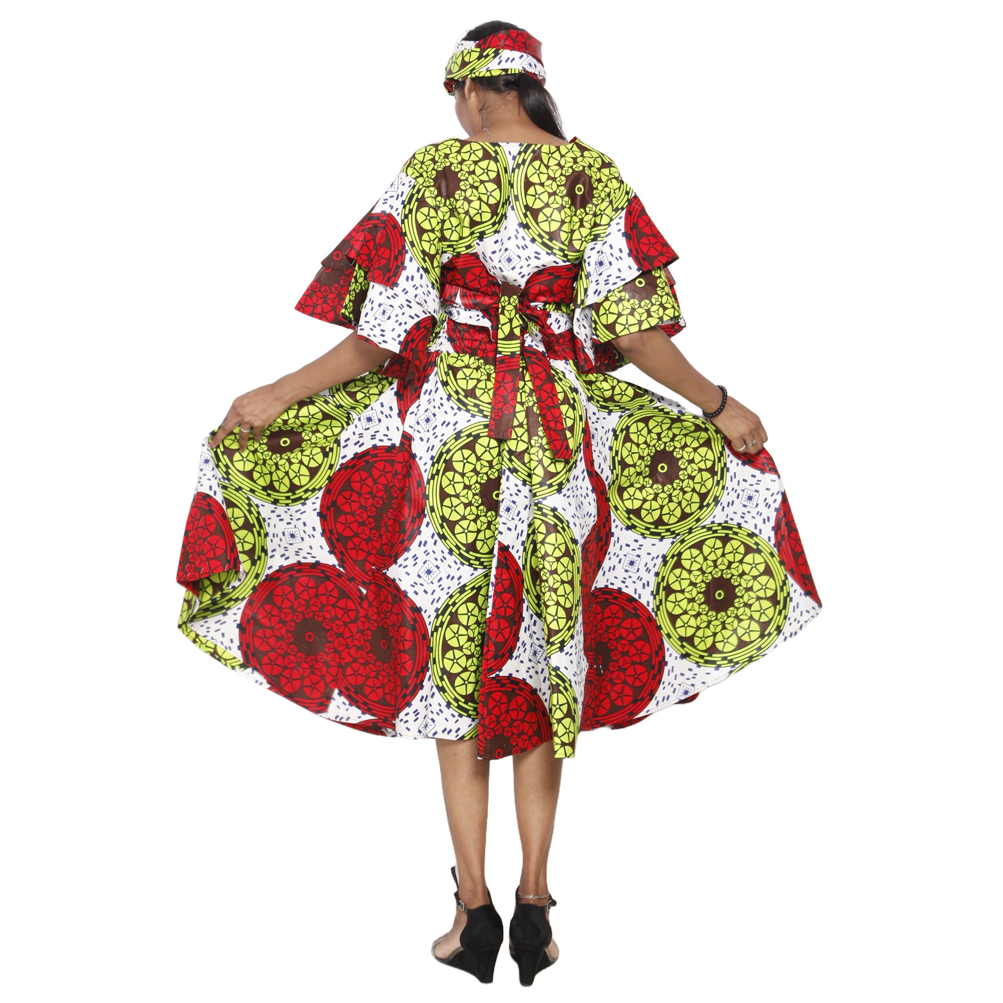 Women's Frill Sleeve Crop Top and Short Skirt Set -- FI-4036