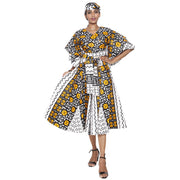 Women's Frill Sleeve Crop Top and Short Skirt Set -- FI-4036