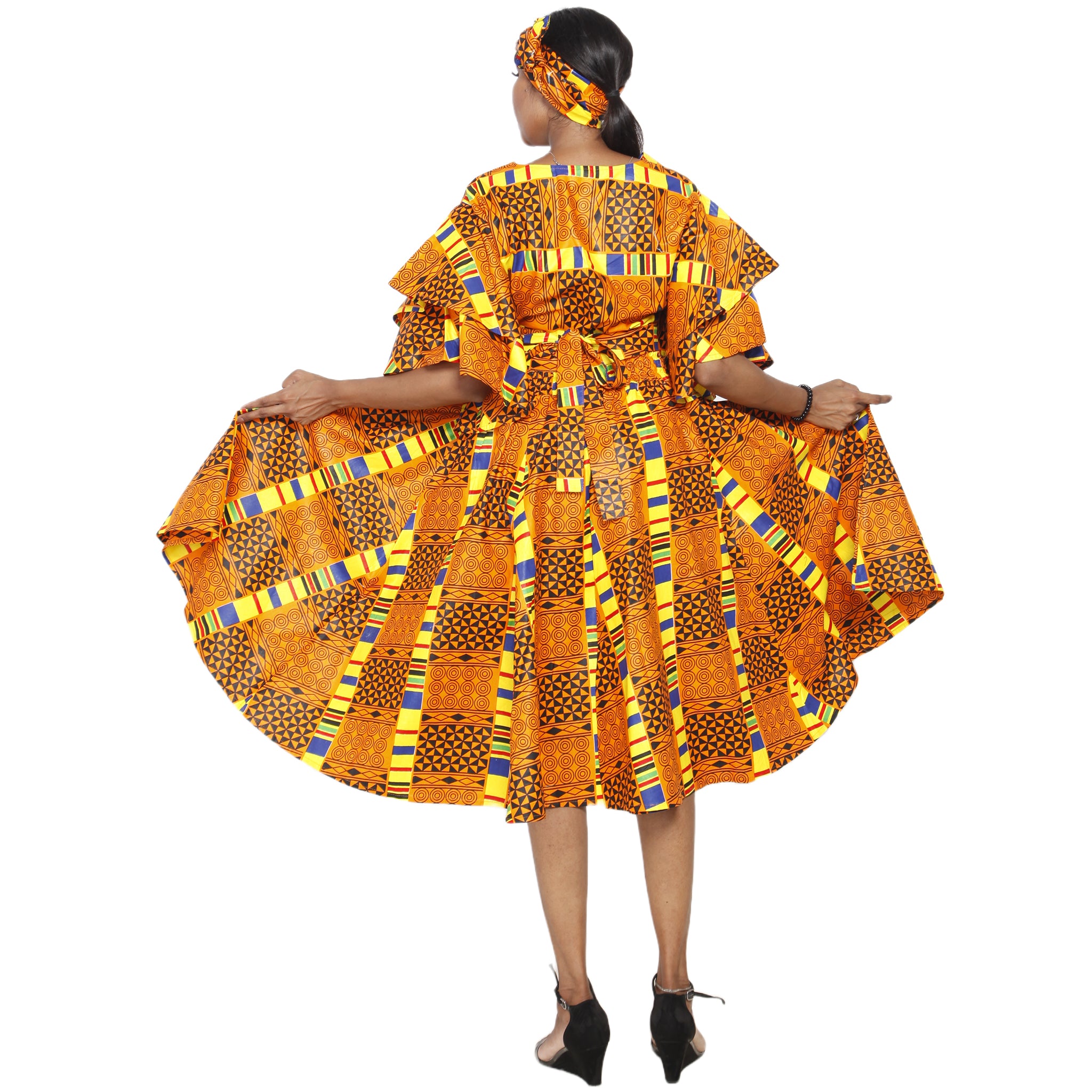 Women's Frill Sleeve Crop Top and Short Skirt Set -- FI-4036