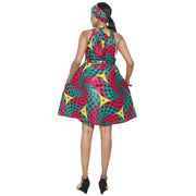 Women's African Print Halter Mini Dress -- FI-P286