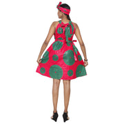 Women's African Print Halter Mini Dress -- FI-P286