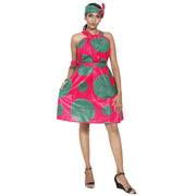 Women's African Print Halter Mini Dress -- FI-P286